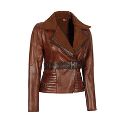 Brown Sherpa Leather Jacket