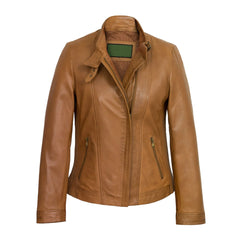 Tan Brown Notch Biker Leather Jacket