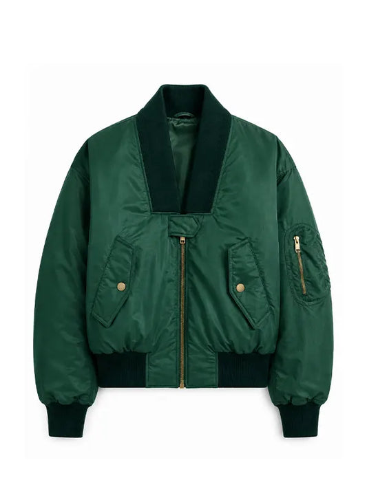 Women Satin Bomber Jacket