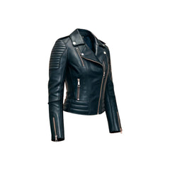 Women's Black Motorcycle Azaria Leather Jacket