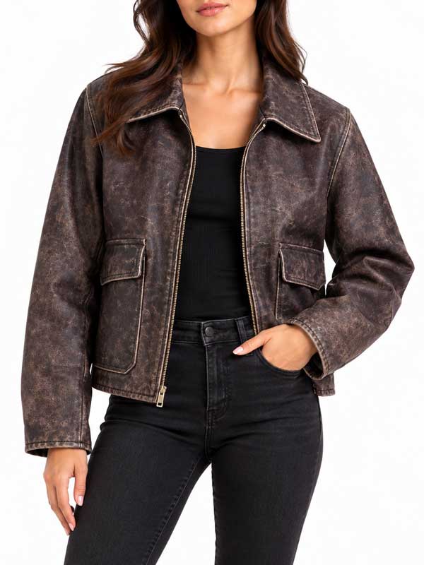 Women's Distressed Leather Jacket