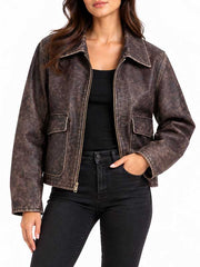 Women's Distressed Leather Jacket