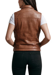 Women's Brown Ramble Leather Vest