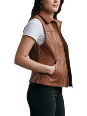 Women's Brown Ramble Leather Vest