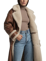 Women's Brown Shearling Leather Coat