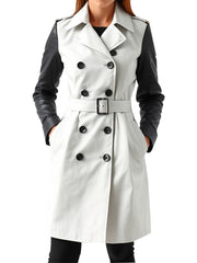 Women's Contrast Sleeve Belted Misty Trench Coat