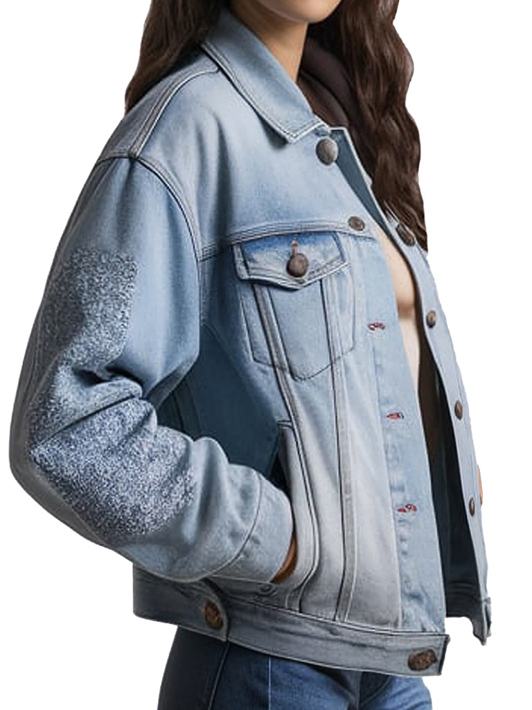 Women's Cropped Light Blue Ember Denim Jacket