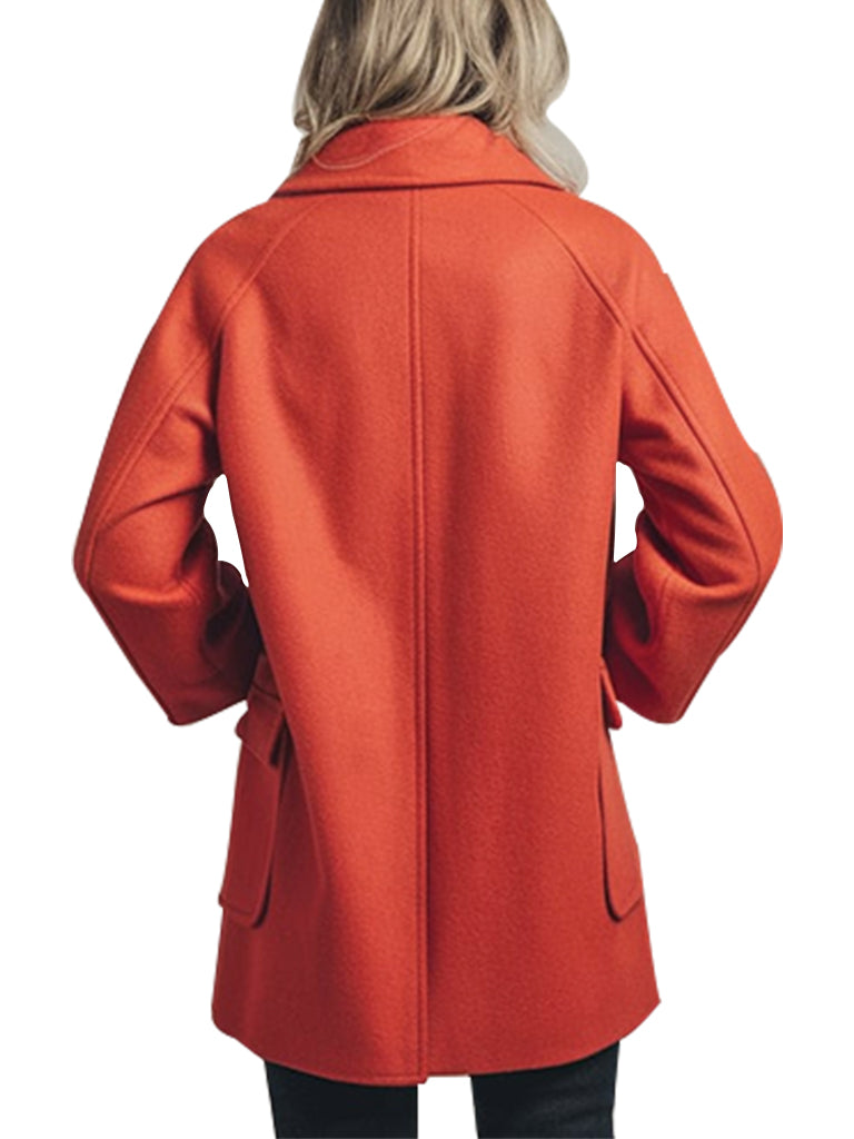 Women's Double-Breasted Red Frost Peacoat