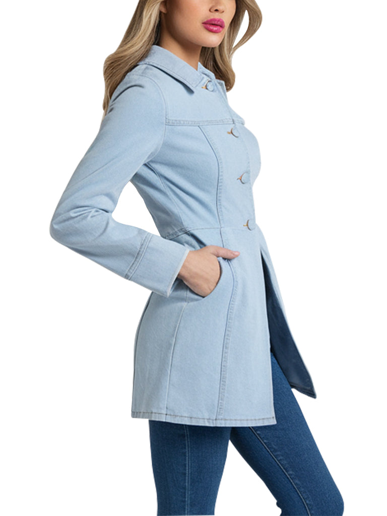 Women's Light Blue Denim Longline Jacket