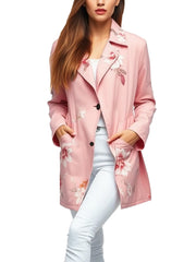 Women's Pink Floral Printed Coat