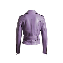 Women's Purple Esmeralda Belted Biker Jacket