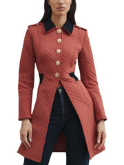 Women's Red Quilted Bark Coat