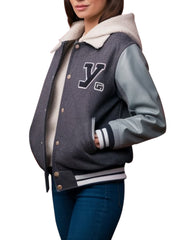 Women's Shearling-Collared Varsity Jacket