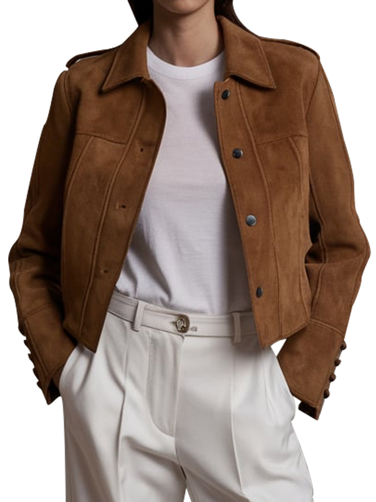 Women's Tan Suede Cropped Jacket