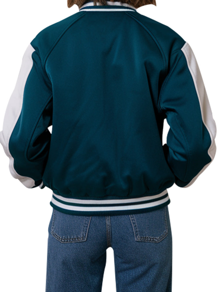 Women's Teal and White Varsity Jacket