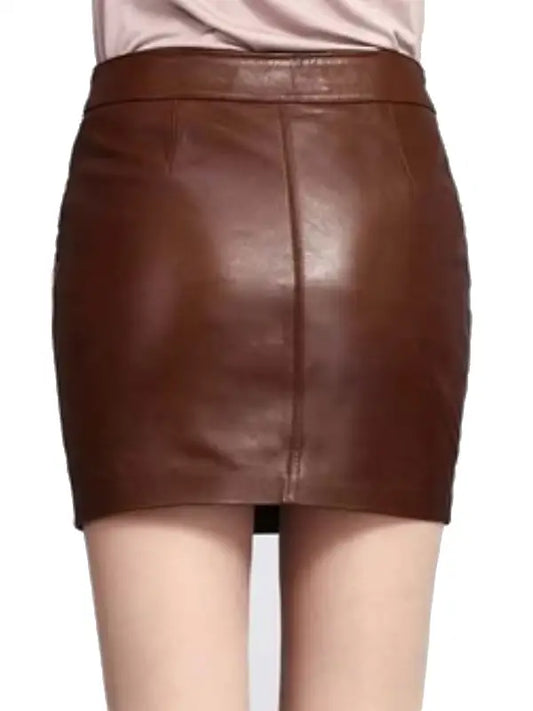 Women’s Dark Brown Leather Mini Skirt