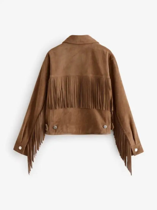 Women’s Suede Fringe Leather Jacket – Western Boho Cowgirl Style