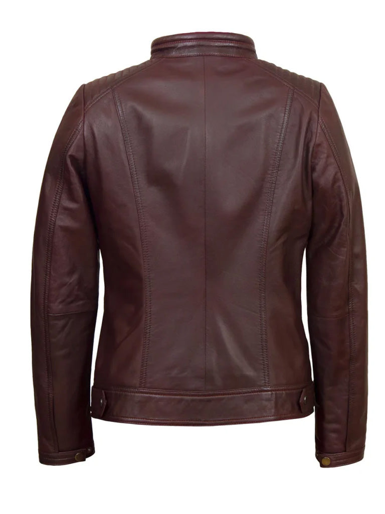 Women's Burgundy Leather Jacket