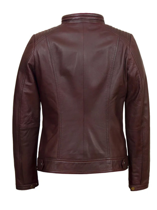 Women's Burgundy Leather Jacket