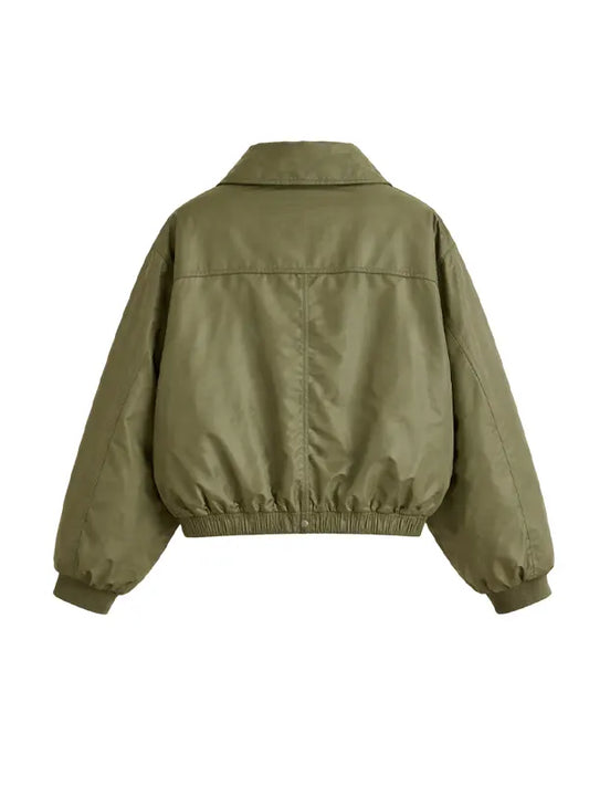 Women’s Oversized Green Bomber Jacket