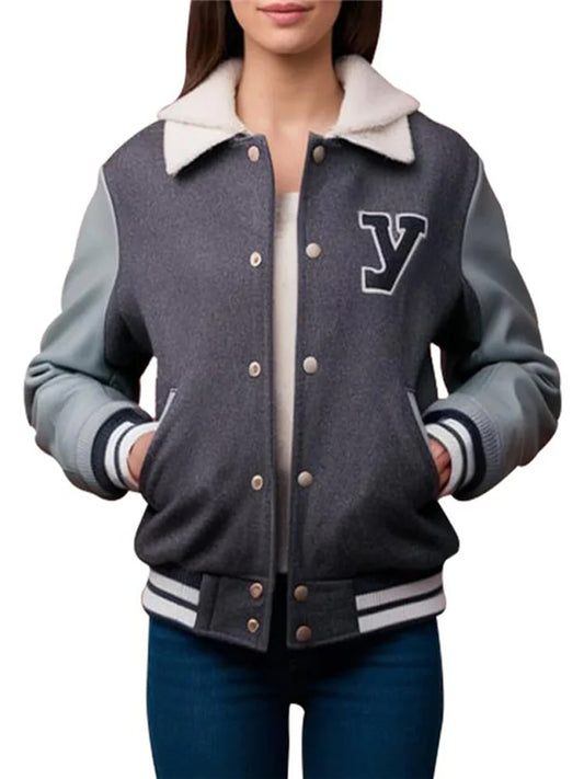 Women's Shearling-Collared Varsity Jacket
