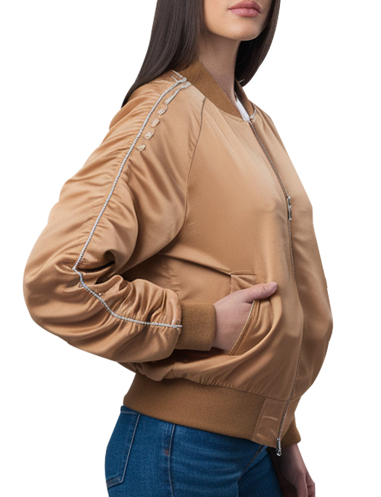 Women's gold sequin style bomber jacket