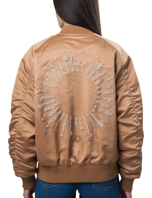 Women's metallic gold bomber jacket