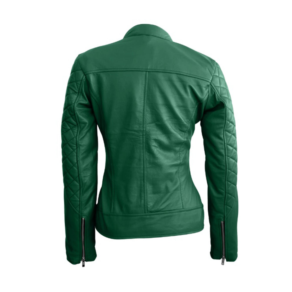 Green Quilted Leather Jacket