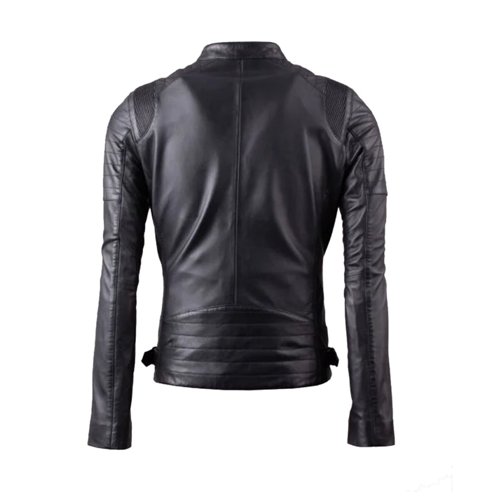 Black Slim Fit Biker Leather Jacket