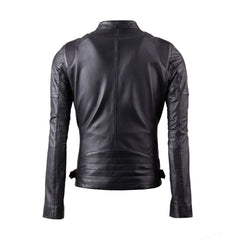 Black Slim Fit Biker Leather Jacket