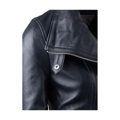 Lapel Style Black Biker Leather Jacket