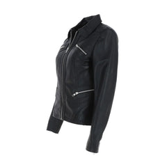 Black Cafe Racer Leather Jacket