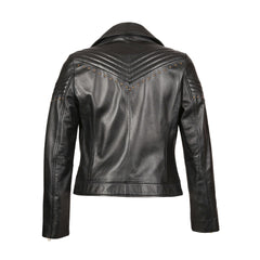 Womens Black Biker Style Real Leather Jacket