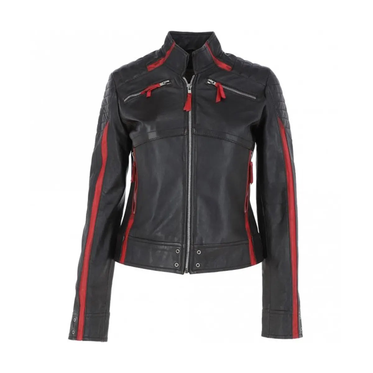 Black Biker Chocs Leather Jacket