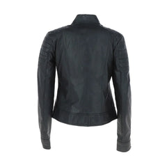 Black Biker Maple Leather Jacket