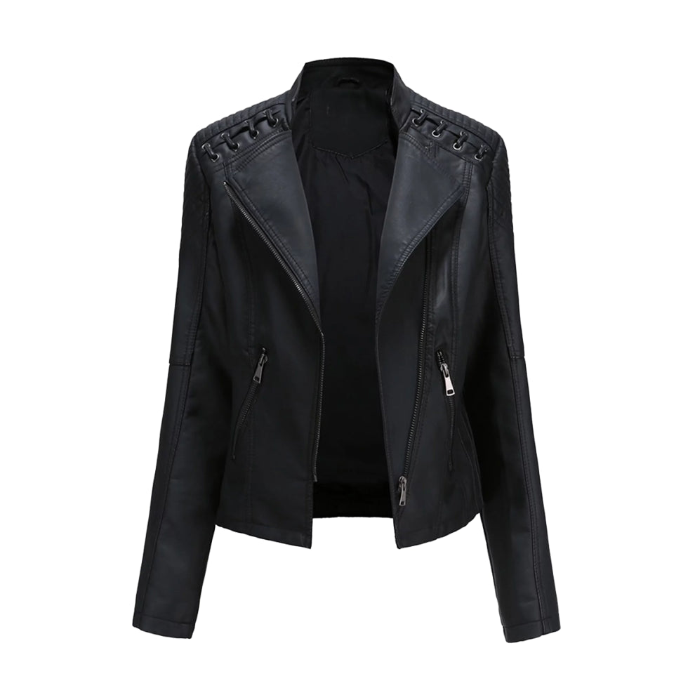 Black Biker Leather Blazer