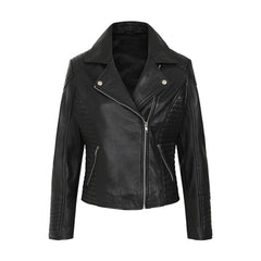 Black Biker Style Bold Lined Leather Jacket