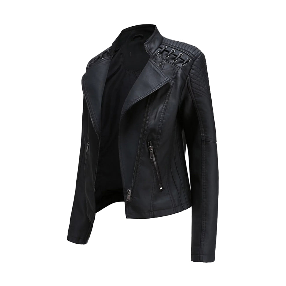 Black Biker Leather Blazer