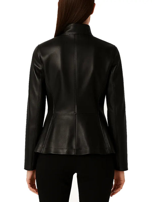 Womens Black Leather Blazer