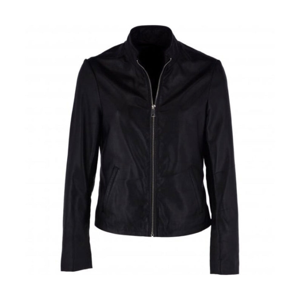 Long Sleeve Black Leather Jacket