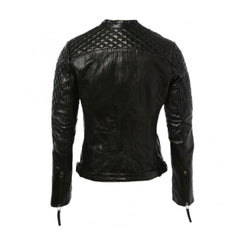 Black Quilted Genuine Leather Jacket