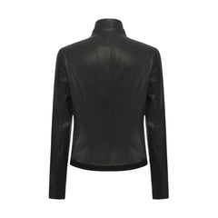 Black Shawl Collar Genuine Leather Jacket