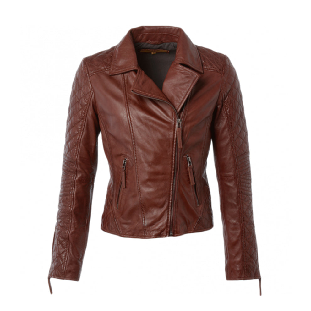 Brown Quilted Genuine Leather Jacket