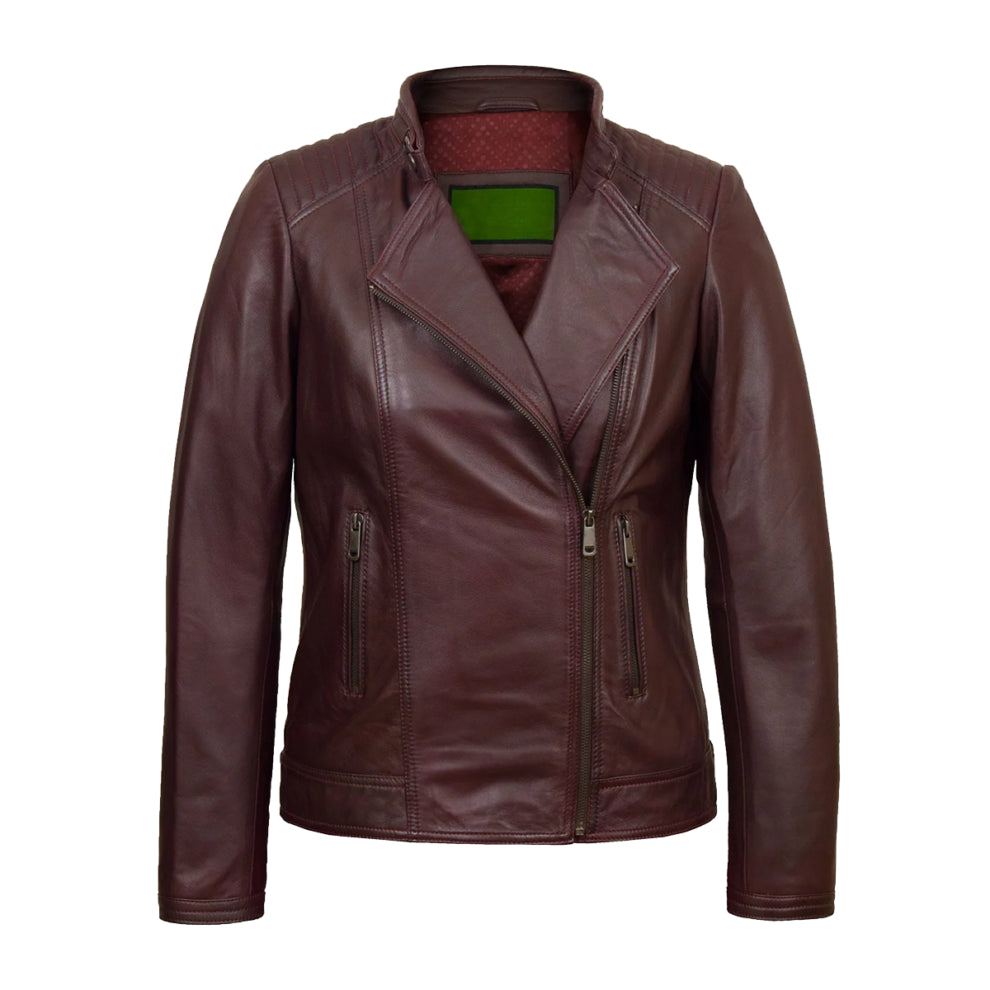 Burgundy Biker Leather Jacket