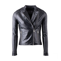 Black Casual Style Biker Leather Jacket