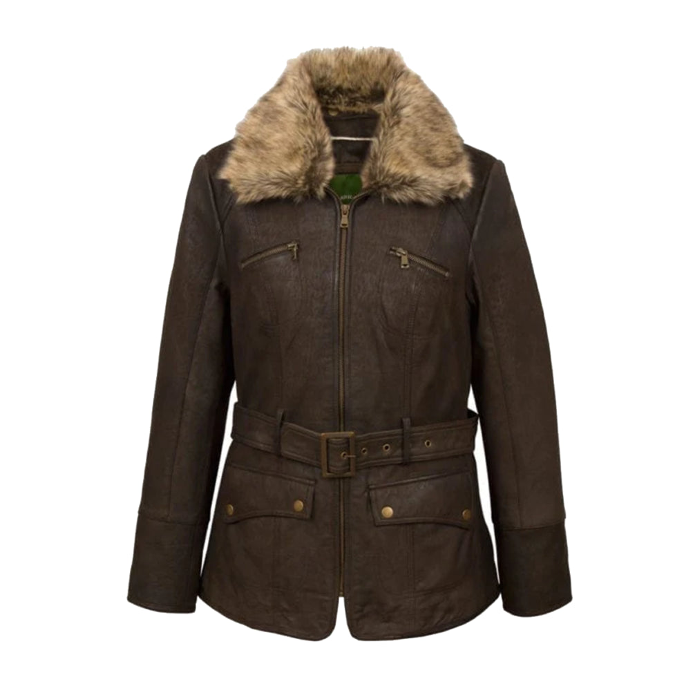 Dark Brown Shearling Leather Jacket