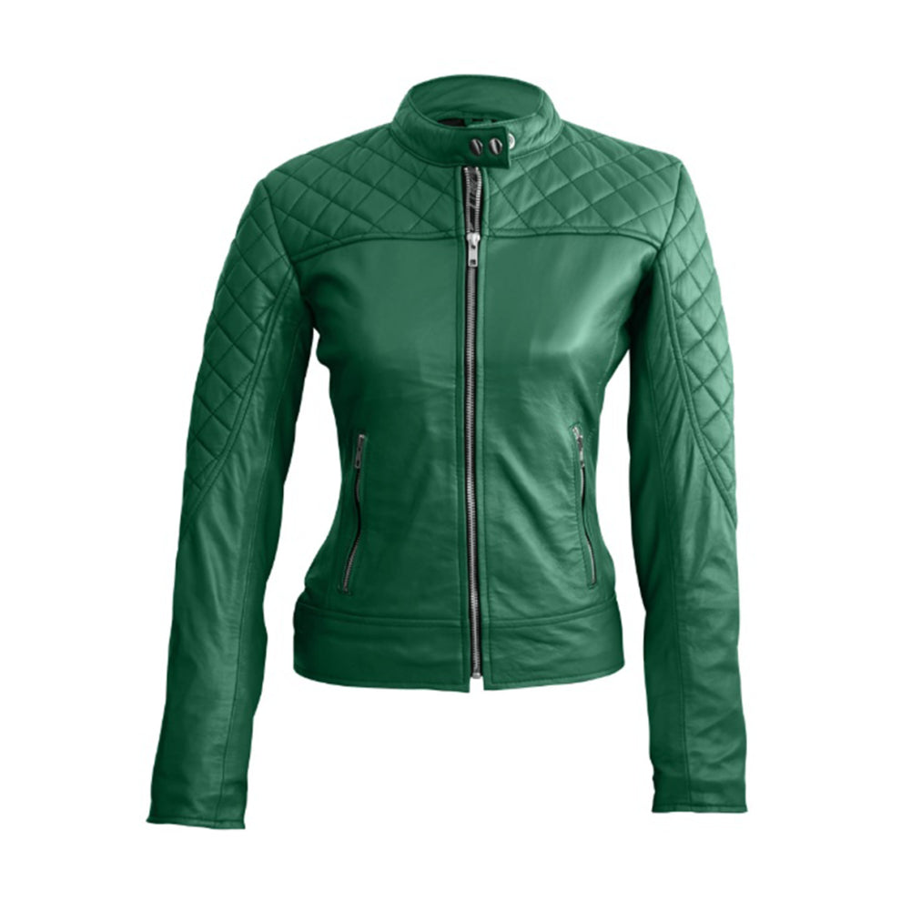 Green Quilted Leather Jacket