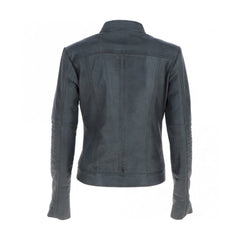 Stand Collar Genuine Leather Jacket