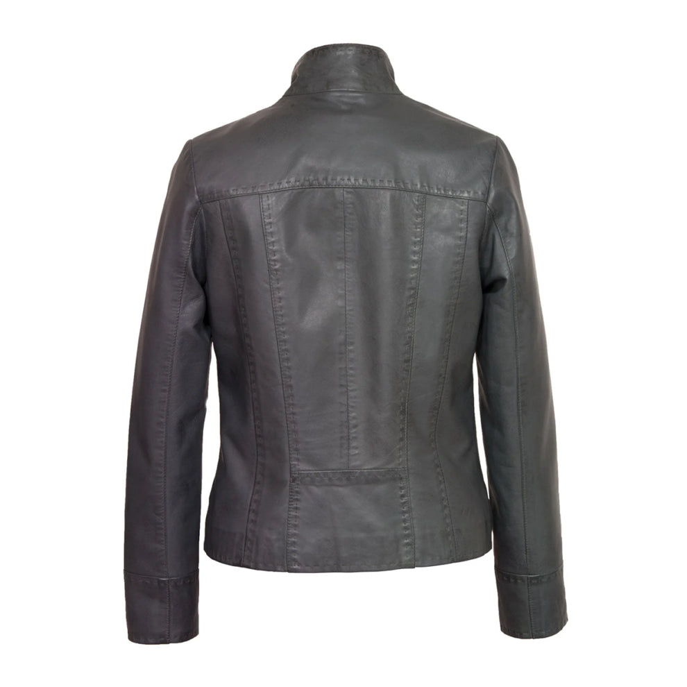 Biker Grey Leather Jacket