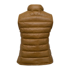 Khaki Brown Funnel Leather Gilet